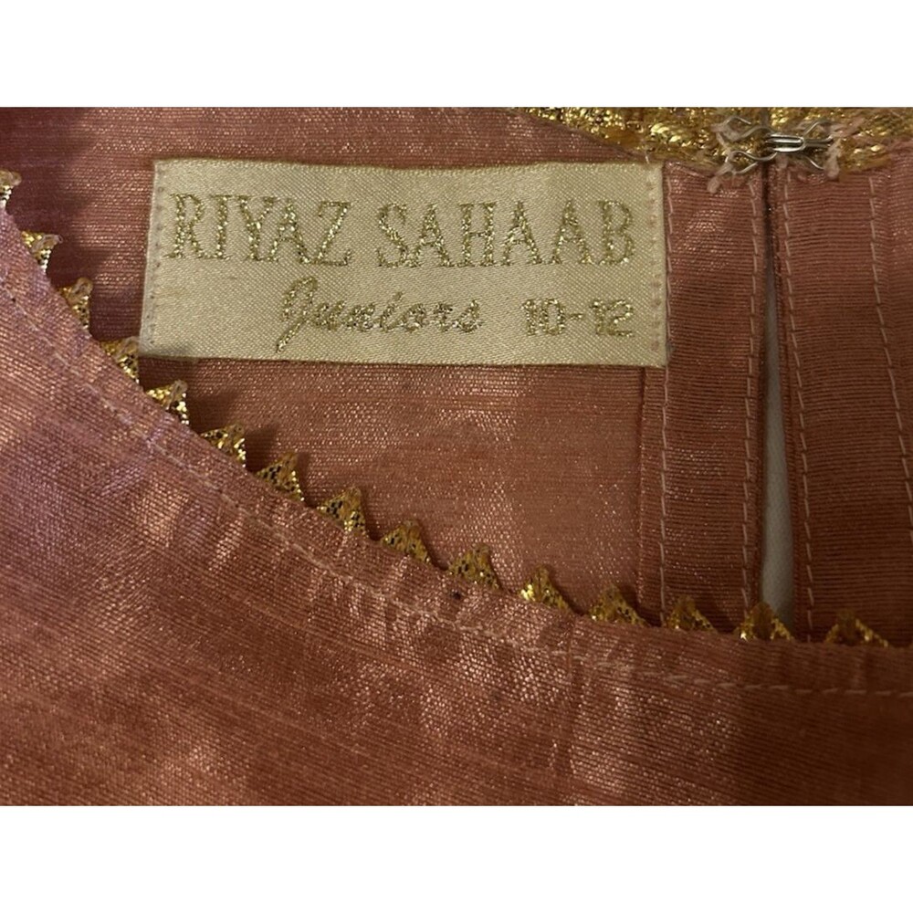 Riyaz Sahaab Pakistan India Gold Beaded Sequins  Mauve Junior Dress Size 10-12 - Picture 8 of 8